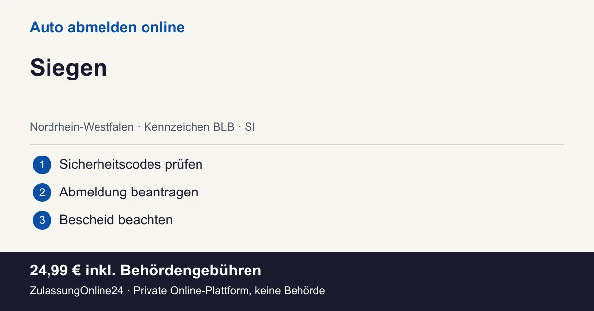 Auto abmelden: örtliche Einordnung für Siegen und die drei Vorbereitungsschritte