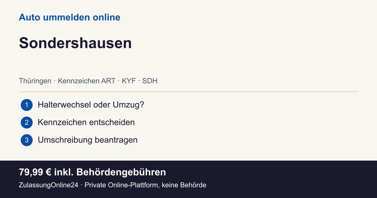 Auto ummelden: örtliche Einordnung für Sondershausen und die drei Vorbereitungsschritte