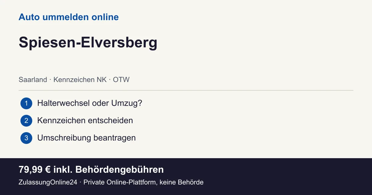 Auto ummelden: örtliche Einordnung für Spiesen-Elversberg und die drei Vorbereitungsschritte