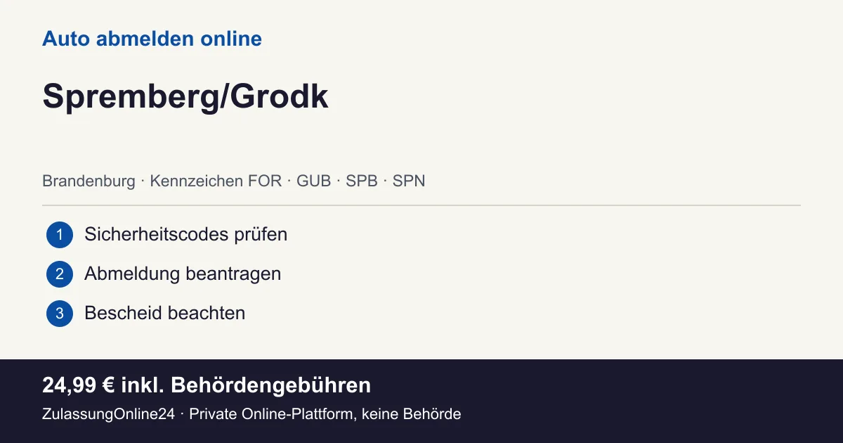 Auto abmelden: örtliche Einordnung für Spremberg/Grodk und die drei Vorbereitungsschritte