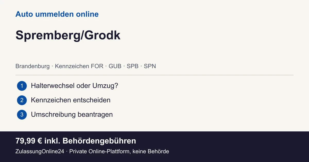 Auto ummelden: örtliche Einordnung für Spremberg/Grodk und die drei Vorbereitungsschritte