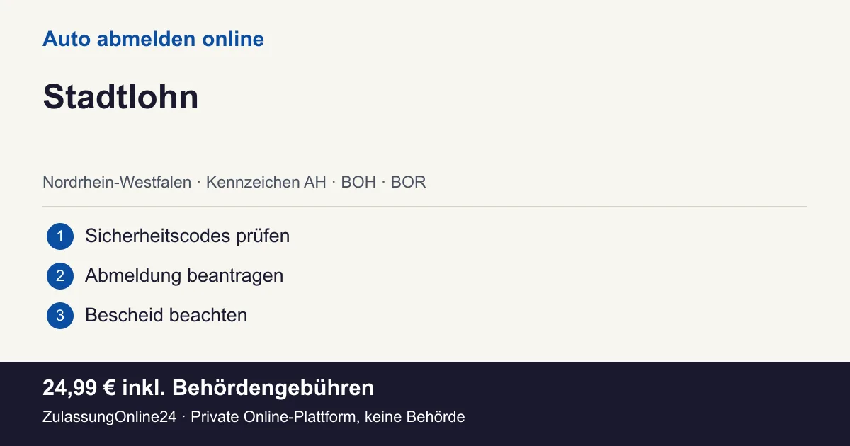 Auto abmelden: örtliche Einordnung für Stadtlohn und die drei Vorbereitungsschritte