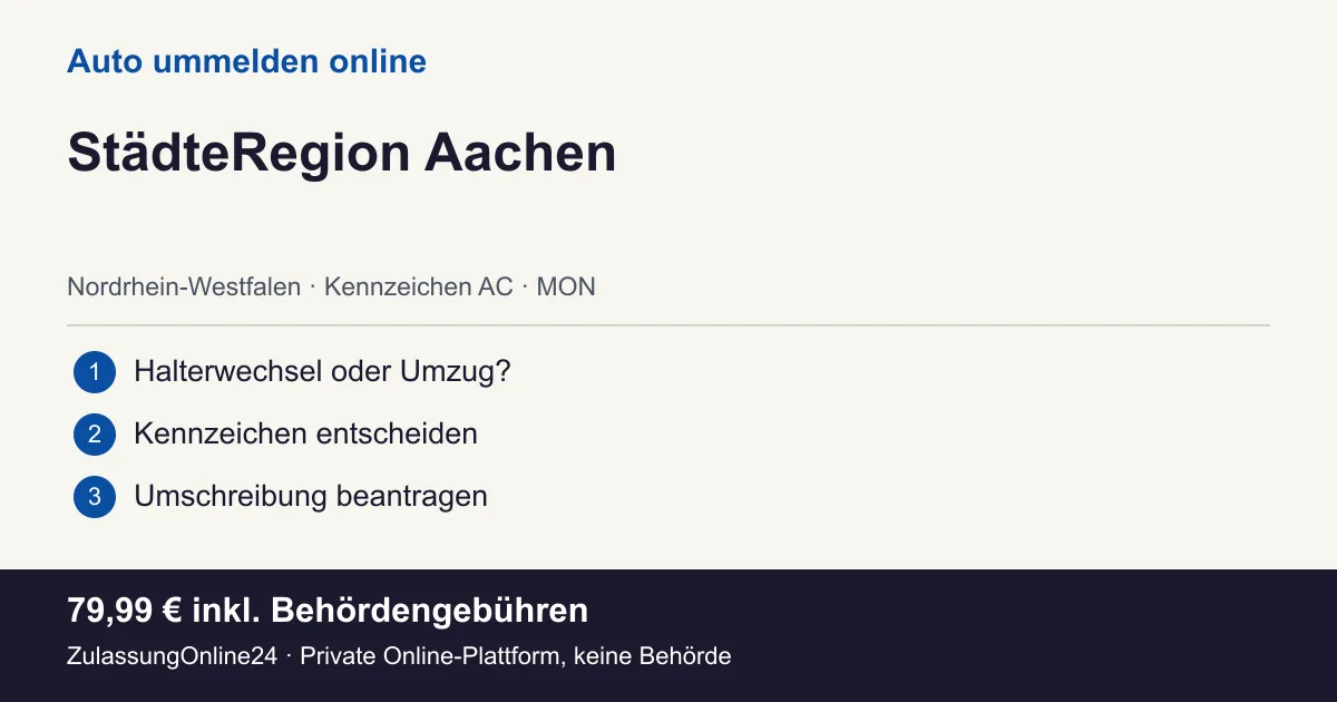 Auto ummelden: örtliche Einordnung für StädteRegion Aachen und die drei Vorbereitungsschritte