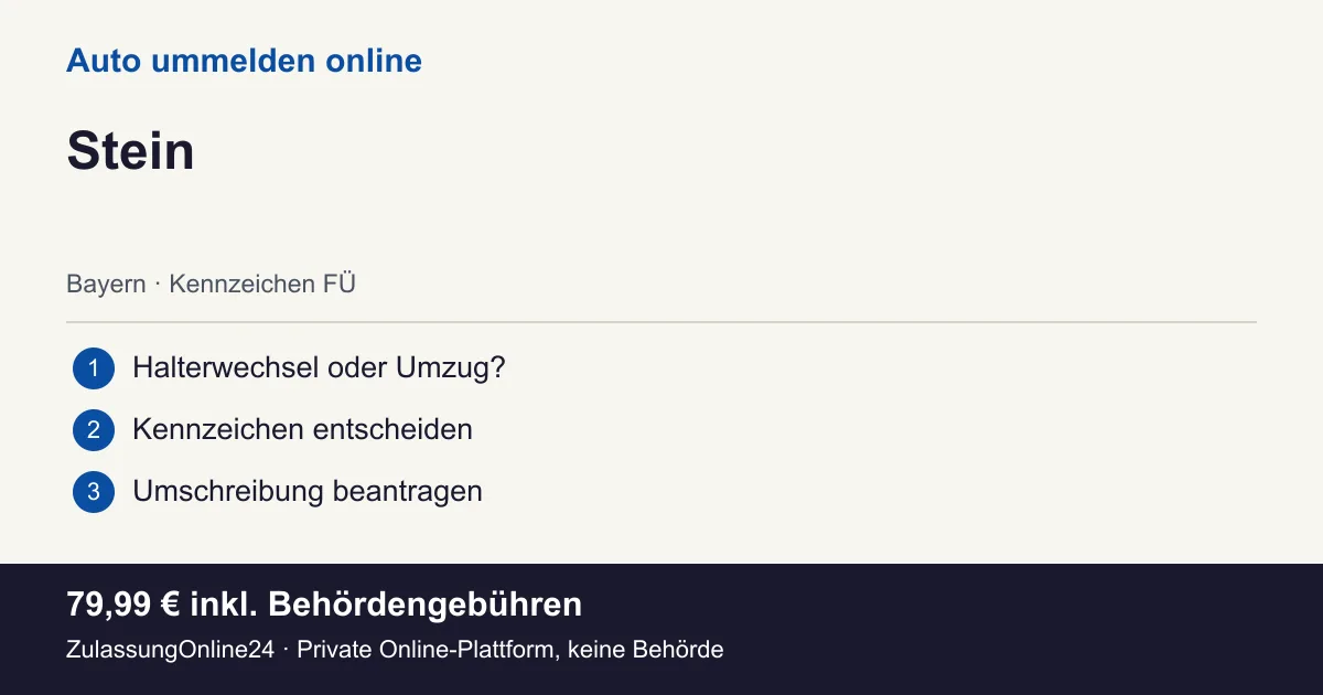 Auto ummelden: örtliche Einordnung für Stein und die drei Vorbereitungsschritte