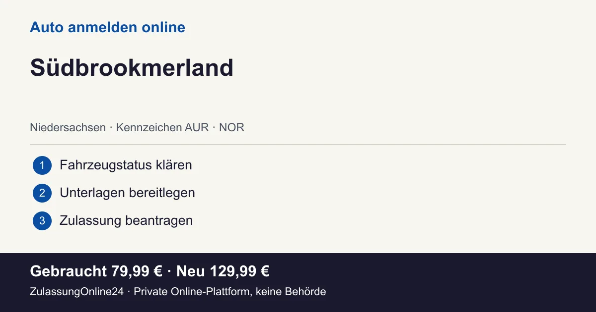 Auto anmelden: örtliche Einordnung für Südbrookmerland und die drei Vorbereitungsschritte