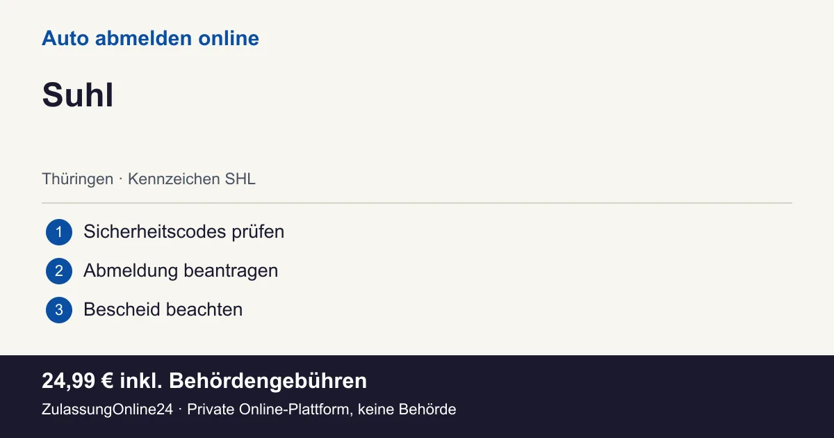 Auto abmelden: örtliche Einordnung für Suhl und die drei Vorbereitungsschritte