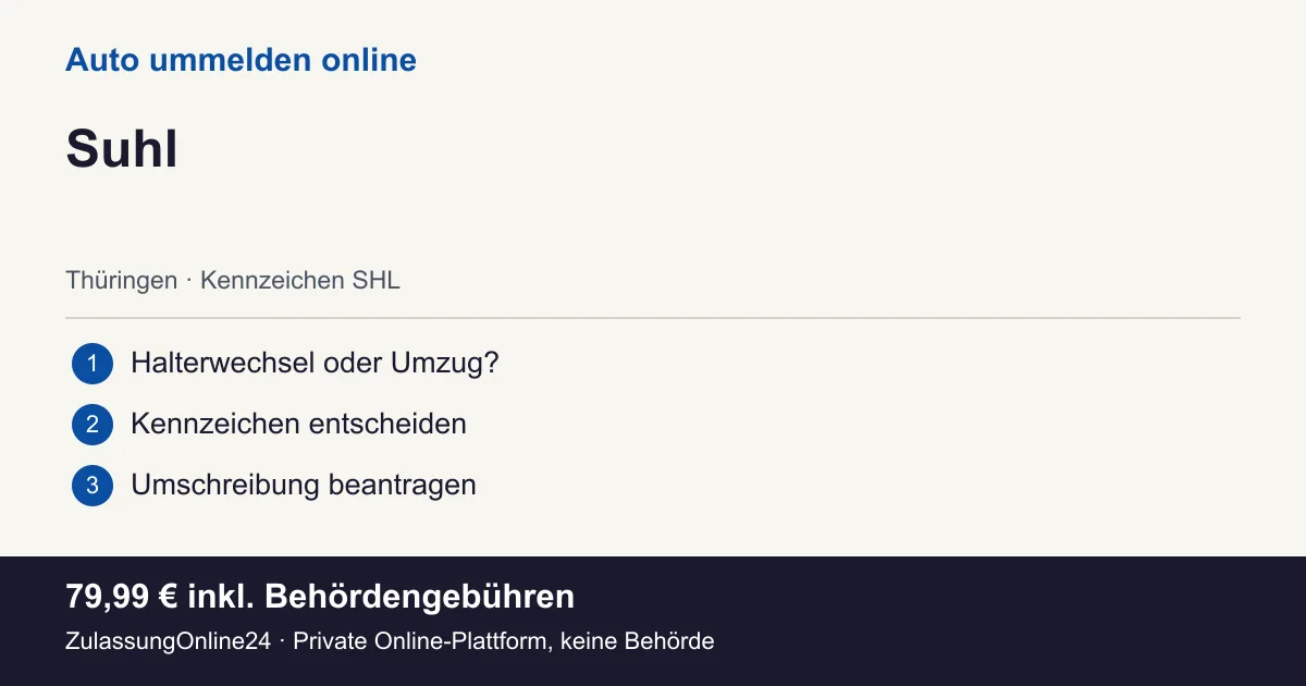 Auto ummelden: örtliche Einordnung für Suhl und die drei Vorbereitungsschritte