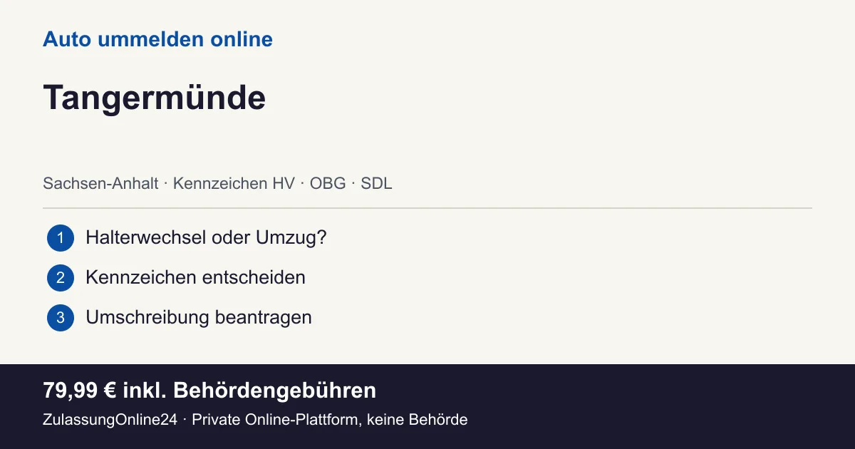 Auto ummelden: örtliche Einordnung für Tangermünde und die drei Vorbereitungsschritte