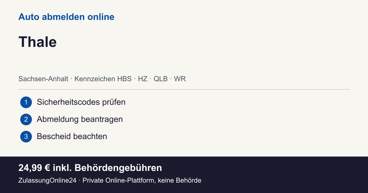 Auto abmelden: örtliche Einordnung für Thale und die drei Vorbereitungsschritte