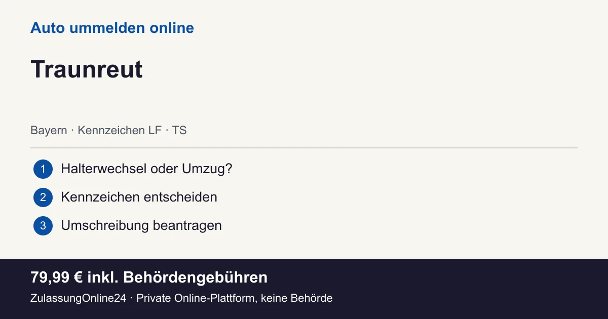 Auto ummelden: örtliche Einordnung für Traunreut und die drei Vorbereitungsschritte