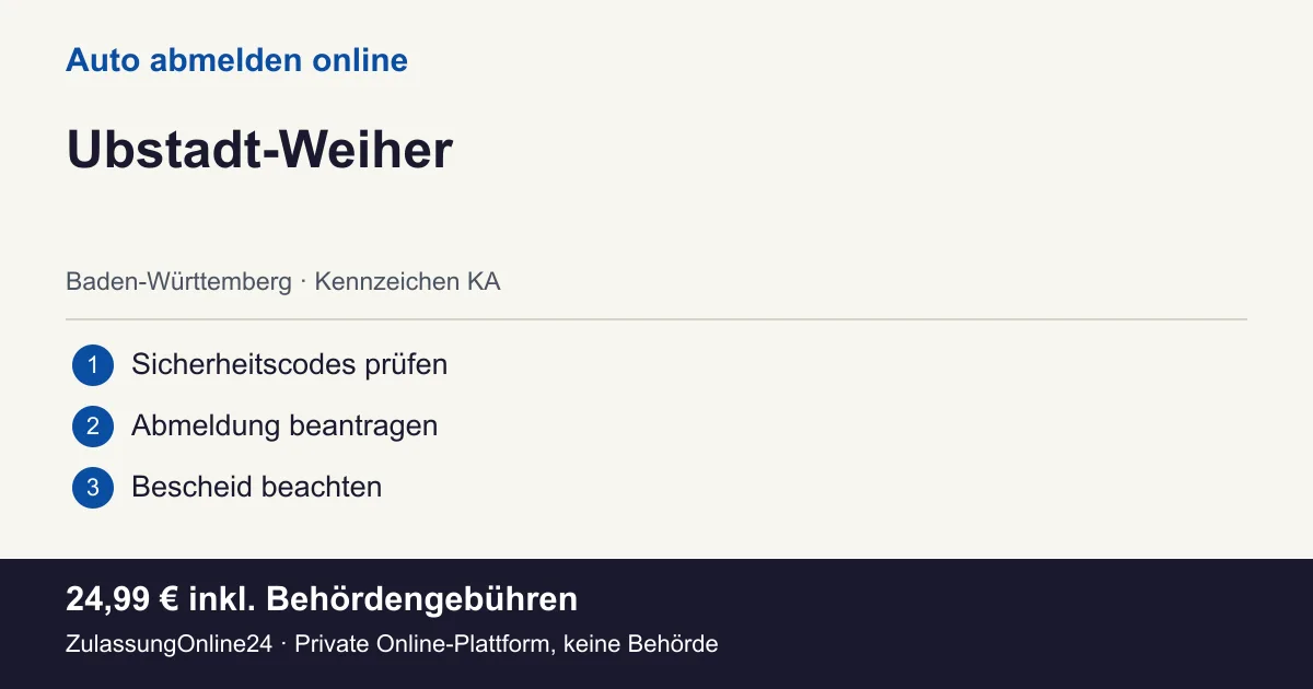 Auto abmelden: örtliche Einordnung für Ubstadt-Weiher und die drei Vorbereitungsschritte