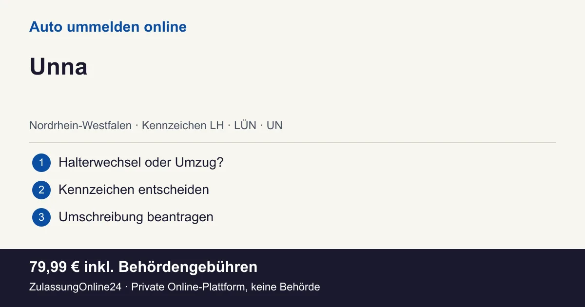 Auto ummelden: örtliche Einordnung für Unna und die drei Vorbereitungsschritte