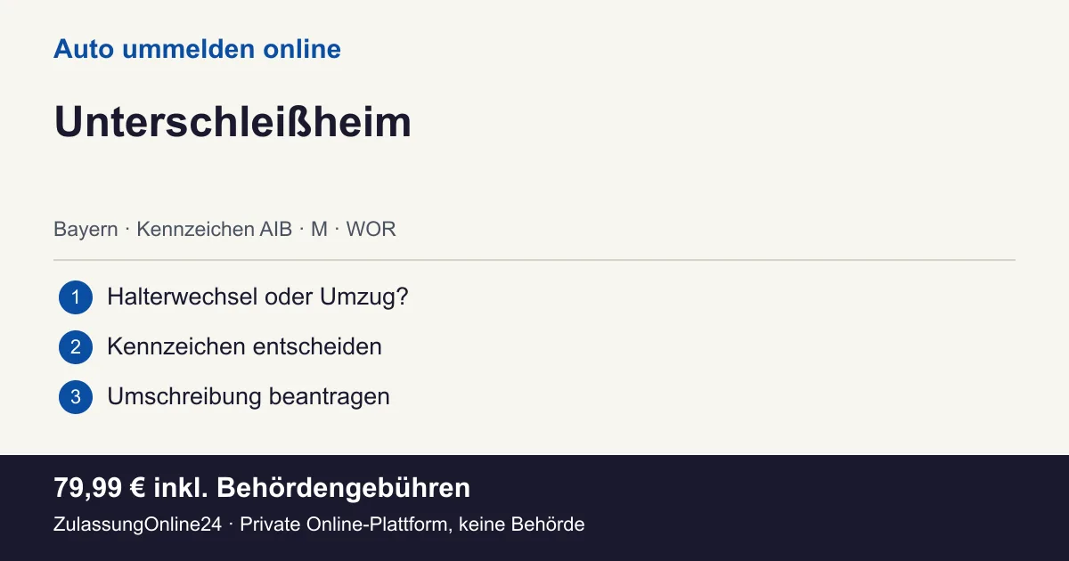Auto ummelden: örtliche Einordnung für Unterschleißheim und die drei Vorbereitungsschritte