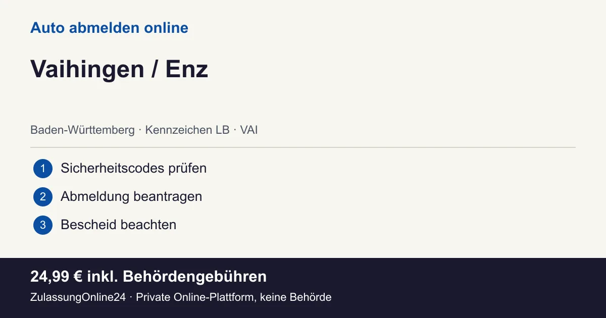 Auto abmelden: örtliche Einordnung für Vaihingen / Enz und die drei Vorbereitungsschritte