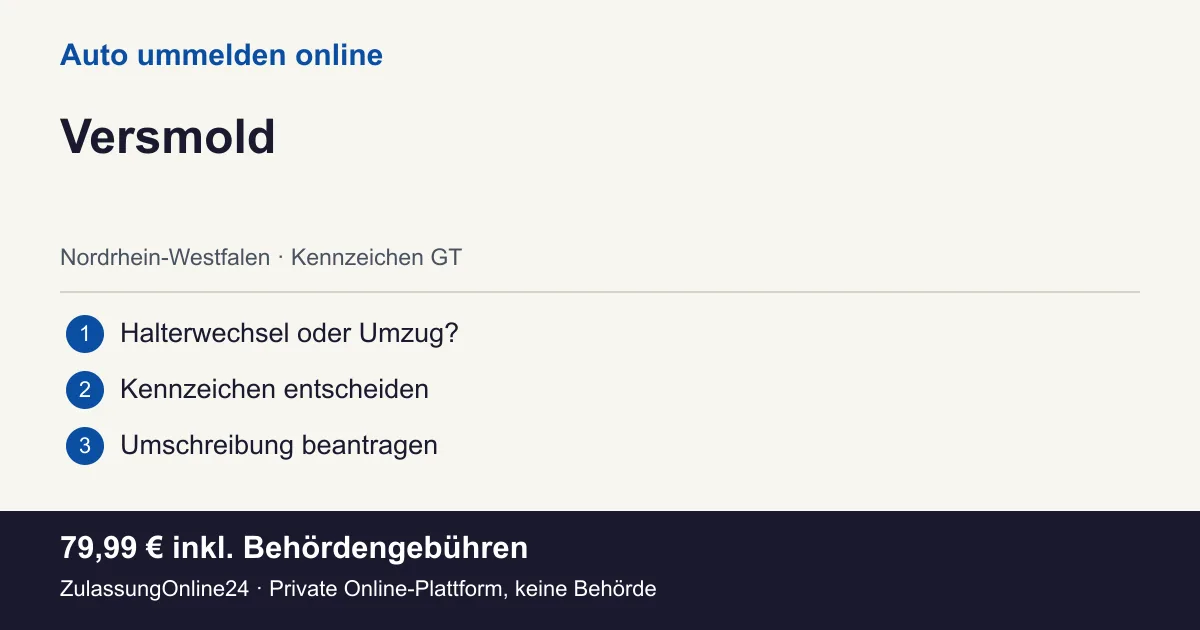 Auto ummelden: örtliche Einordnung für Versmold und die drei Vorbereitungsschritte