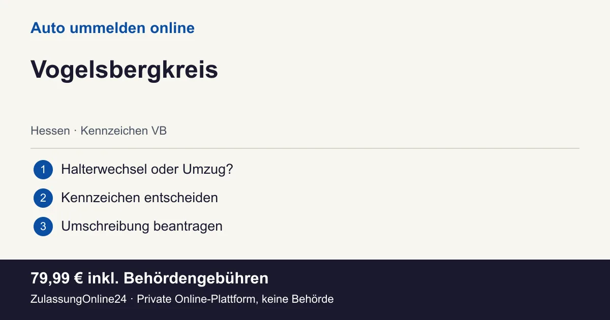 Auto ummelden: örtliche Einordnung für Vogelsbergkreis und die drei Vorbereitungsschritte