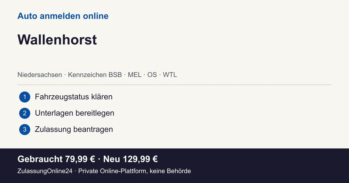 Auto anmelden: örtliche Einordnung für Wallenhorst und die drei Vorbereitungsschritte