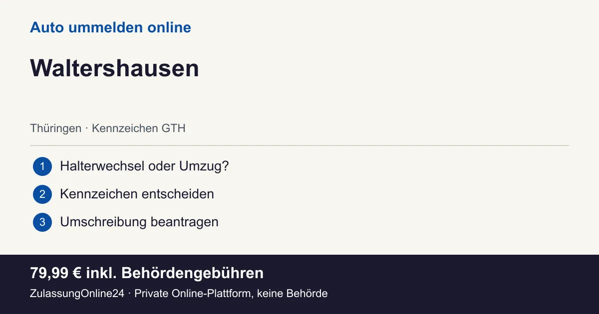 Auto ummelden: örtliche Einordnung für Waltershausen und die drei Vorbereitungsschritte