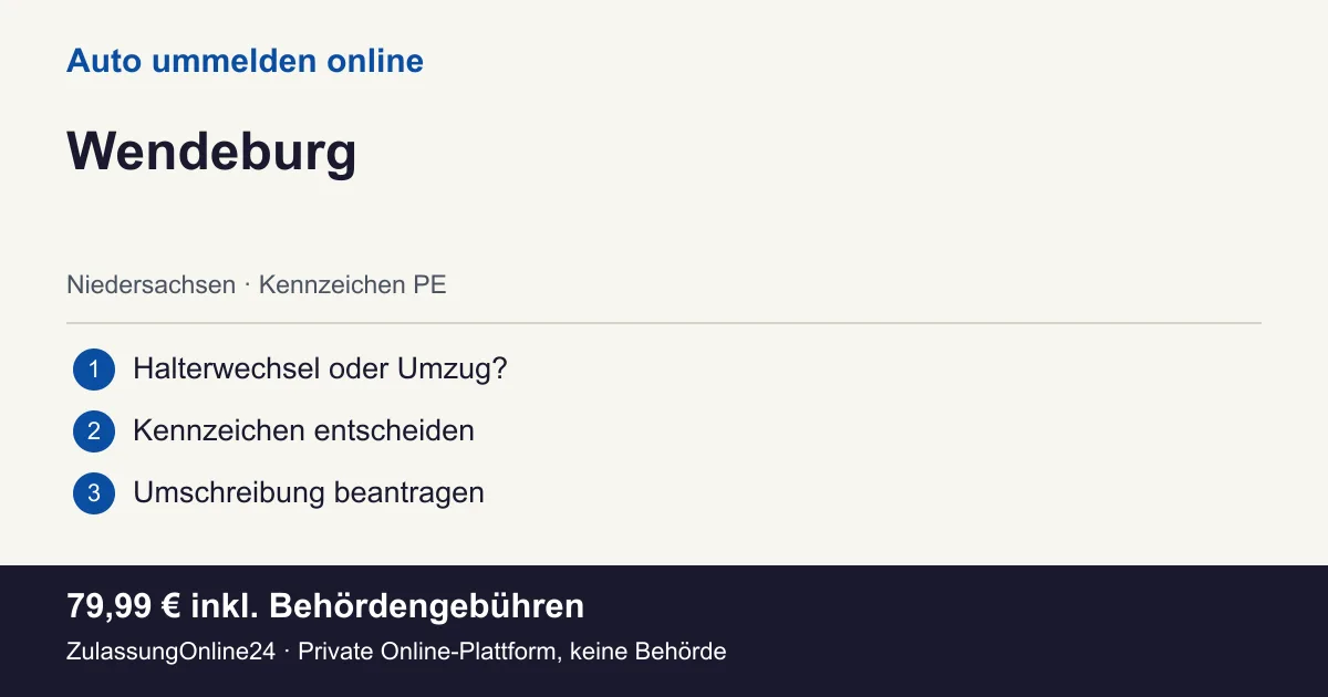 Auto ummelden: örtliche Einordnung für Wendeburg und die drei Vorbereitungsschritte