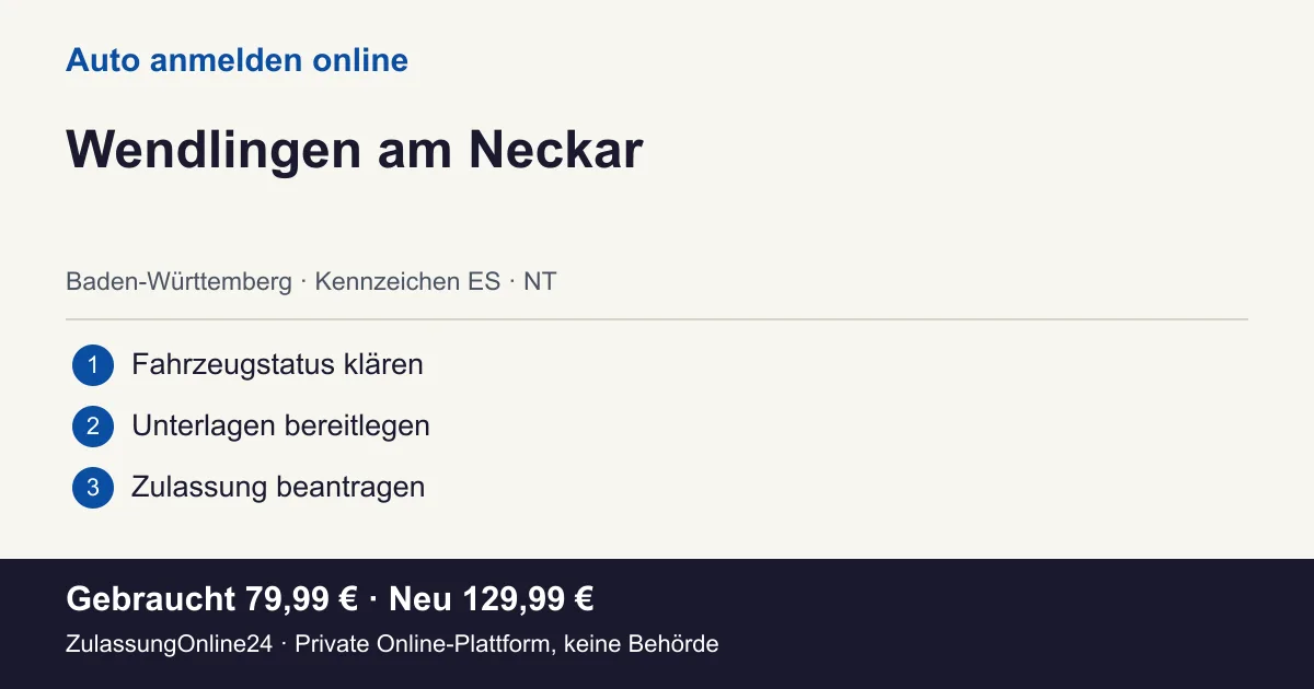 Auto anmelden: örtliche Einordnung für Wendlingen am Neckar und die drei Vorbereitungsschritte