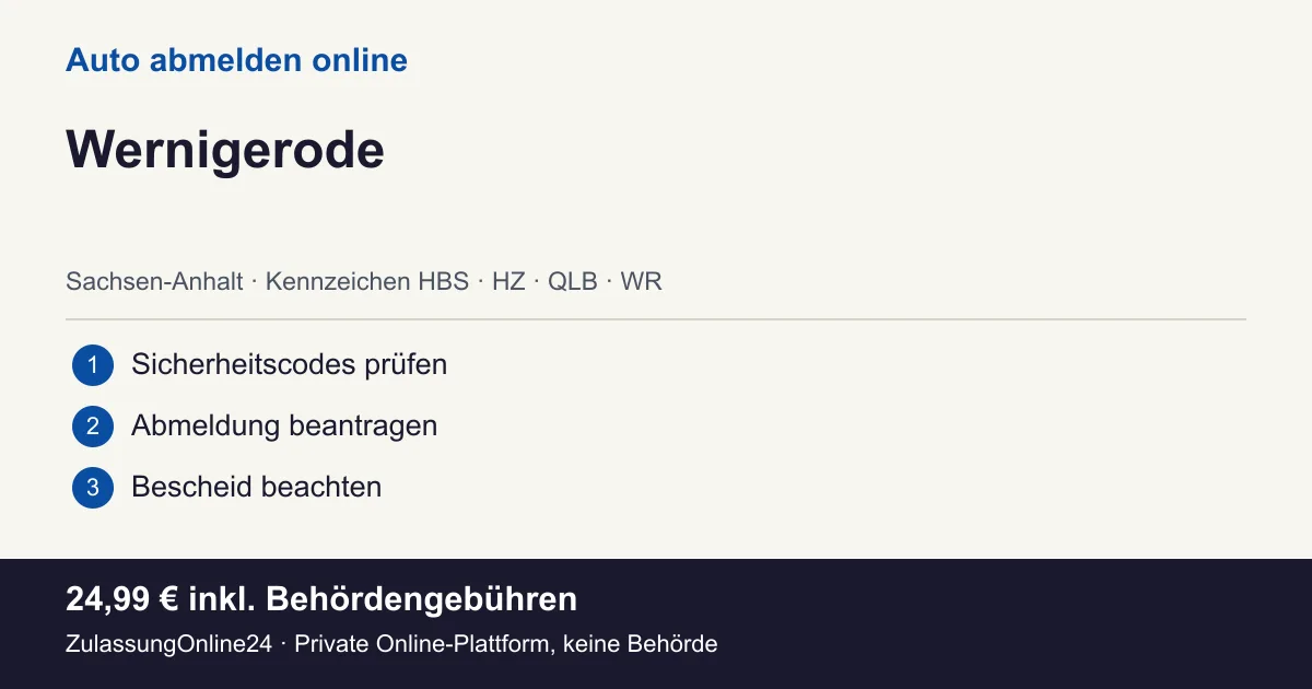 Auto abmelden: örtliche Einordnung für Wernigerode und die drei Vorbereitungsschritte