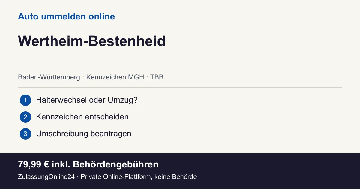 Auto ummelden: örtliche Einordnung für Wertheim-Bestenheid und die drei Vorbereitungsschritte
