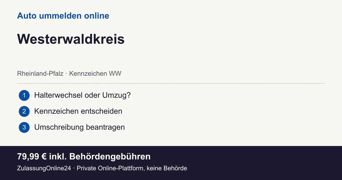 Auto ummelden: örtliche Einordnung für Westerwaldkreis und die drei Vorbereitungsschritte