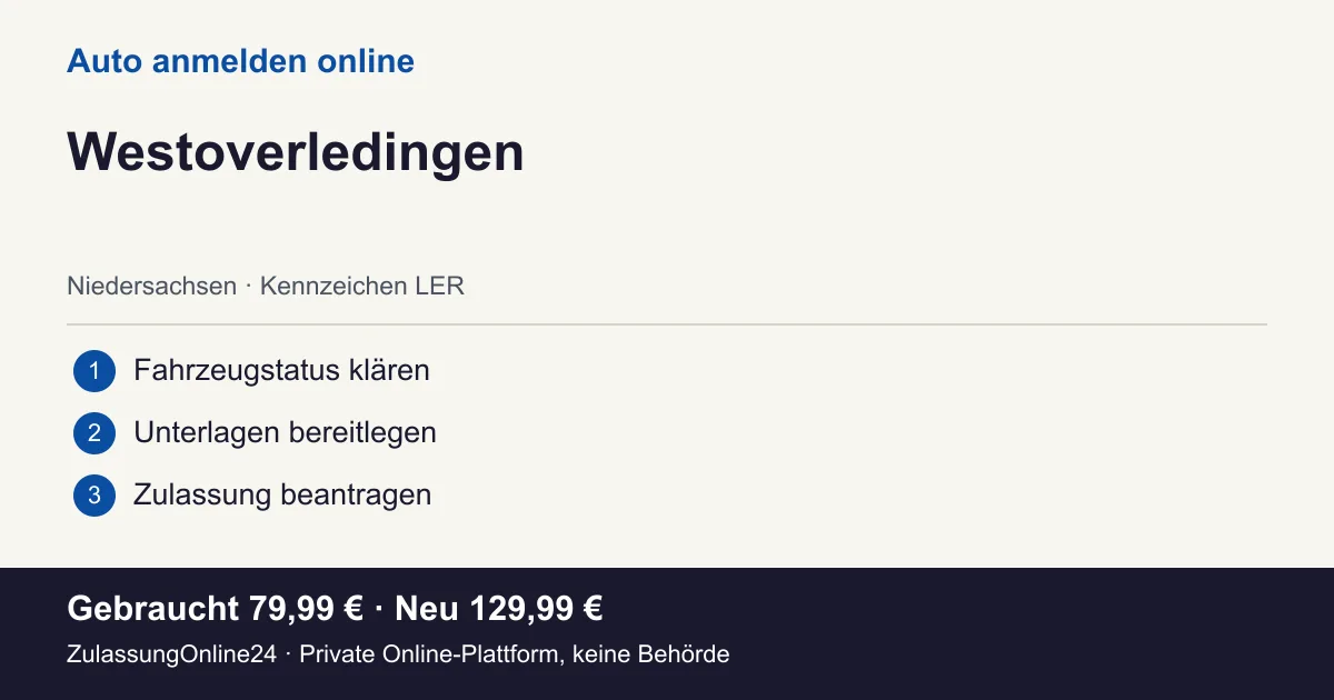 Auto anmelden: örtliche Einordnung für Westoverledingen und die drei Vorbereitungsschritte