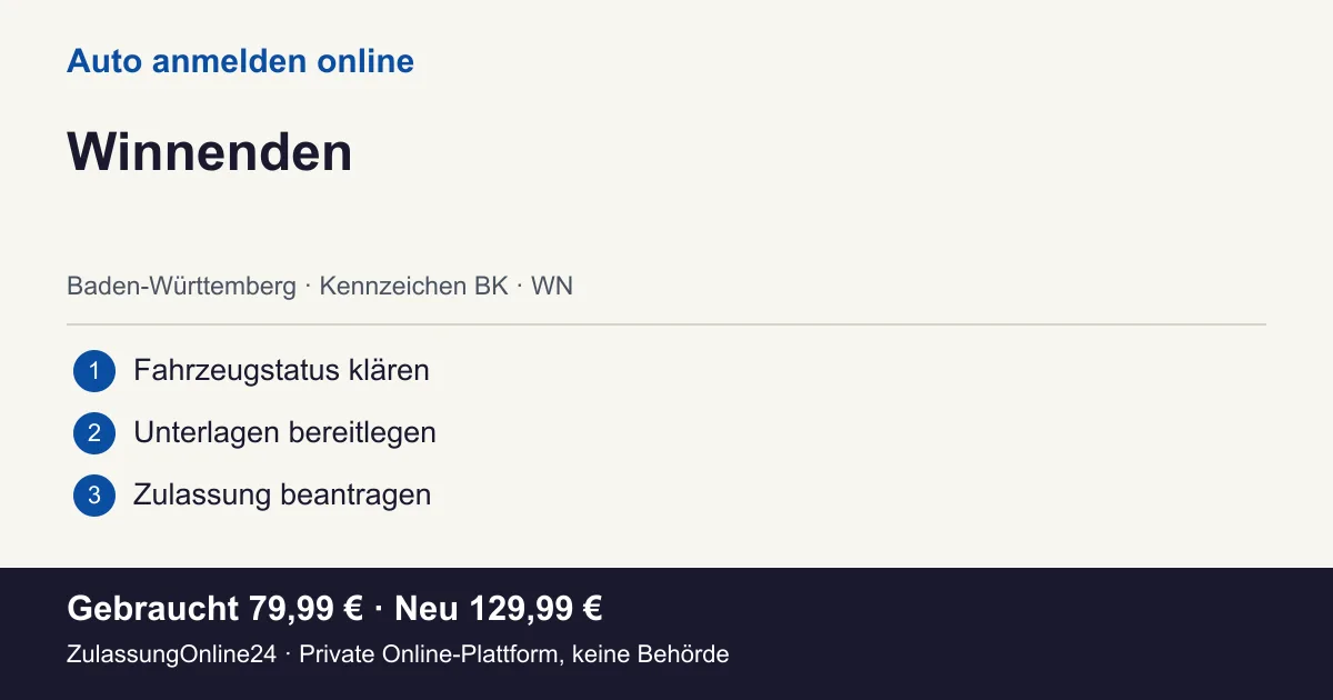 Auto anmelden: örtliche Einordnung für Winnenden und die drei Vorbereitungsschritte