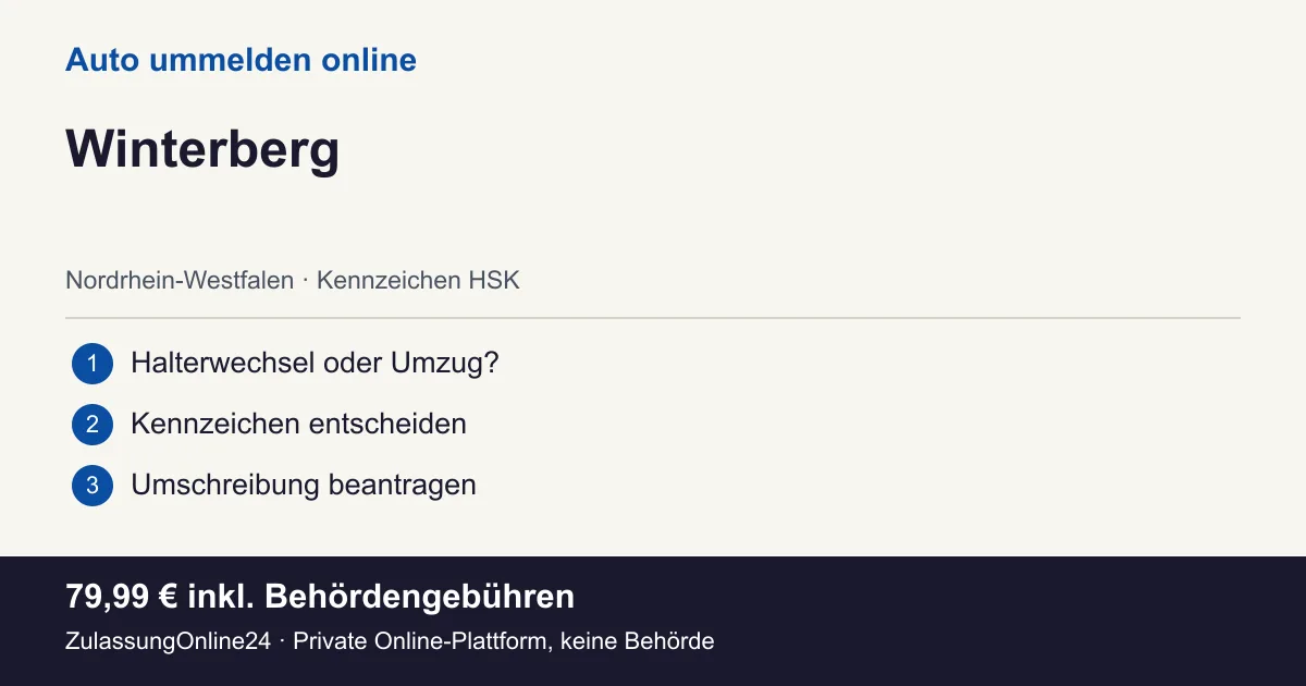 Auto ummelden: örtliche Einordnung für Winterberg und die drei Vorbereitungsschritte