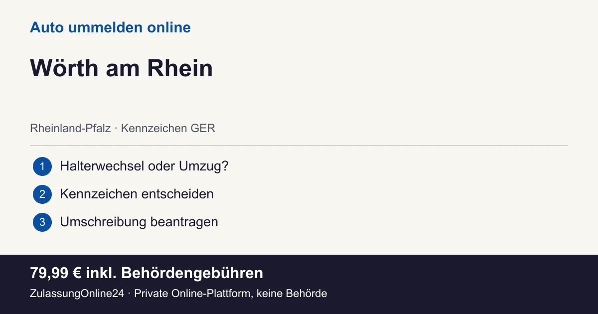 Auto ummelden: örtliche Einordnung für Wörth am Rhein und die drei Vorbereitungsschritte